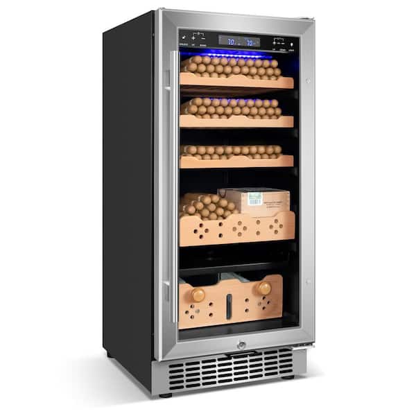 SOZT 14.96 in. Single Zone Beverage Cooler 88L Storage 546 Counts Electric Cigar Humidor with Humidity Touch Control in Black