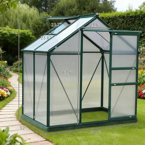 Tenleaf 74.8 in. W x 52 in. D x 79.1 in. H Green Aluminum Outdoor