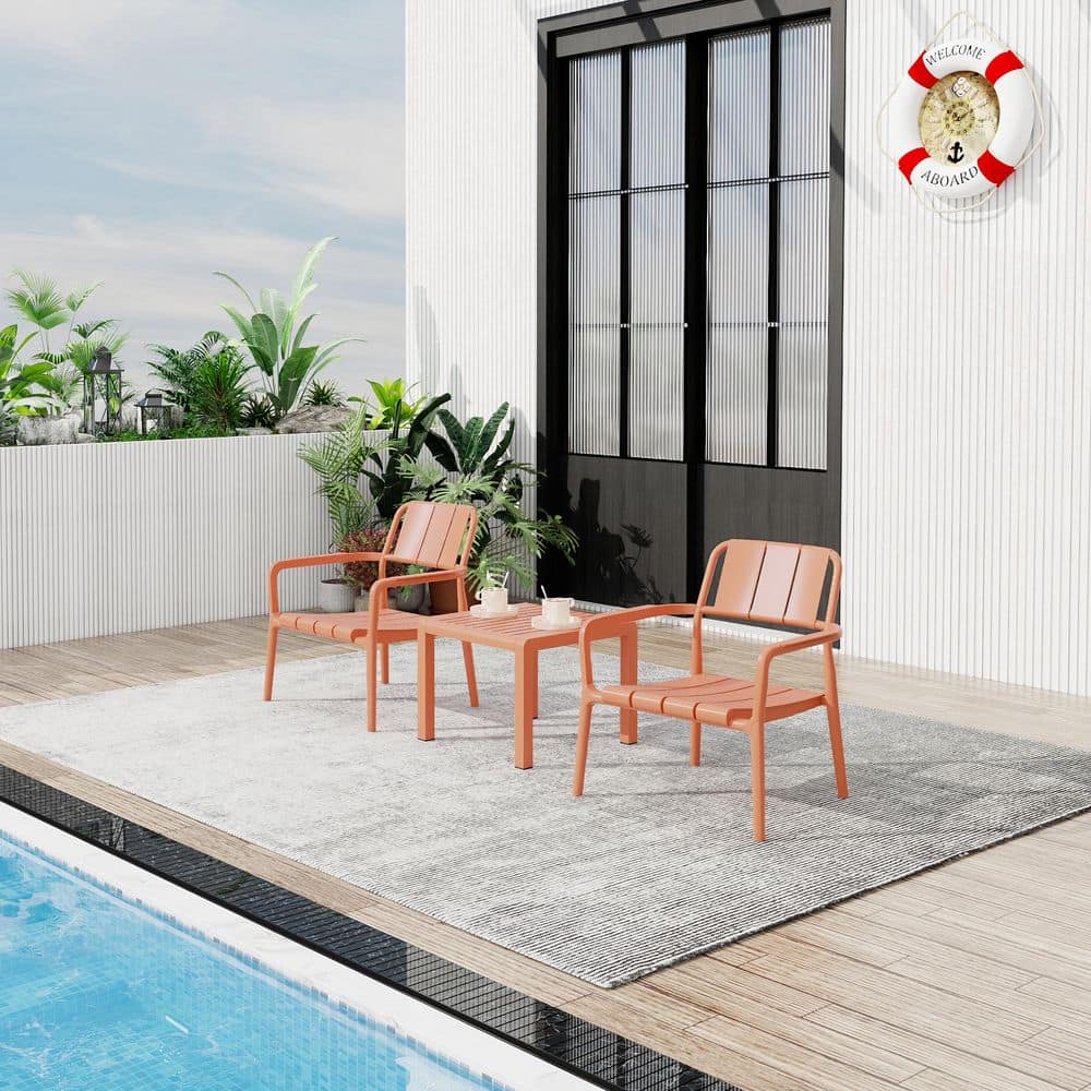 3-Piece Orange Polypropylene Outdoor Chat Set with Coffee Table price history on PriceWatchPro