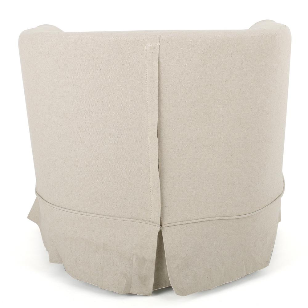 Beige Fabric Swivel Accent Chair with Flared Arms
