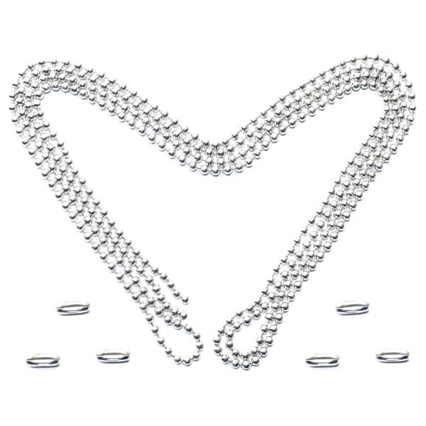 60 in. Silver Ceiling Fan Pull Chains with Connector 1-Pack Rust Proof Stainless Steel Ball Chain
