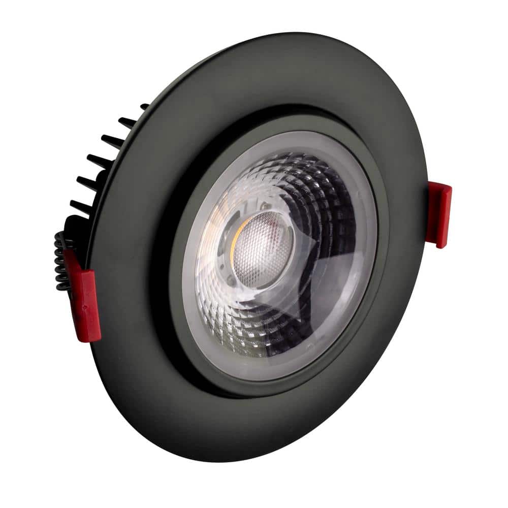 12 watt LED Direct Wire Downlight; Gimbaled; 4 inch; 3000K; 120 volt;  Dimmable; Square; Remote Driver; Black