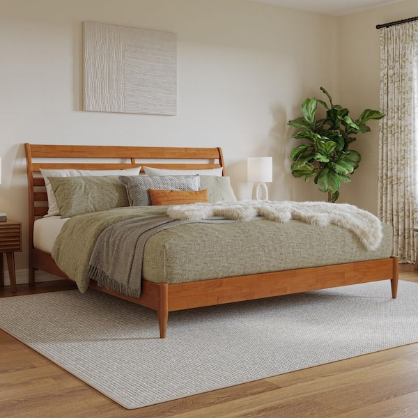 AFI Savannah Light Toffee Natural Bronze Solid Wood Frame King Low Profile Platform Bed