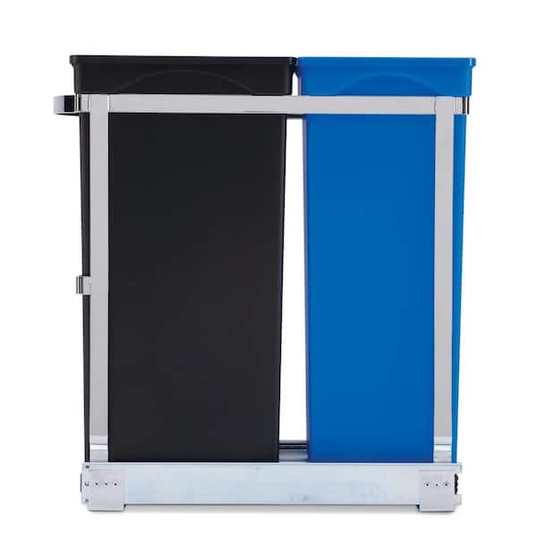 35L Under Counter Pull-Out Kitchen Trash Can Recycler, Heavy-Duty Steel Frame