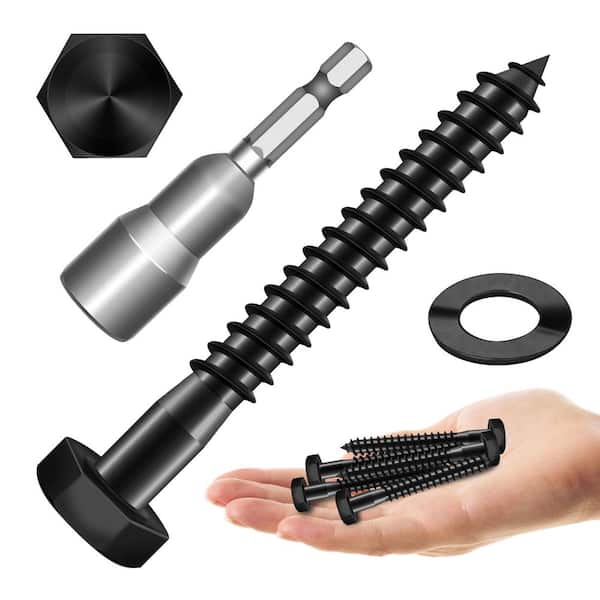 1/4 in. x 2-1/2 in. Stainless Steel Hex Drive Hex Head Lag Screws, Black Oxide (20-Pack)