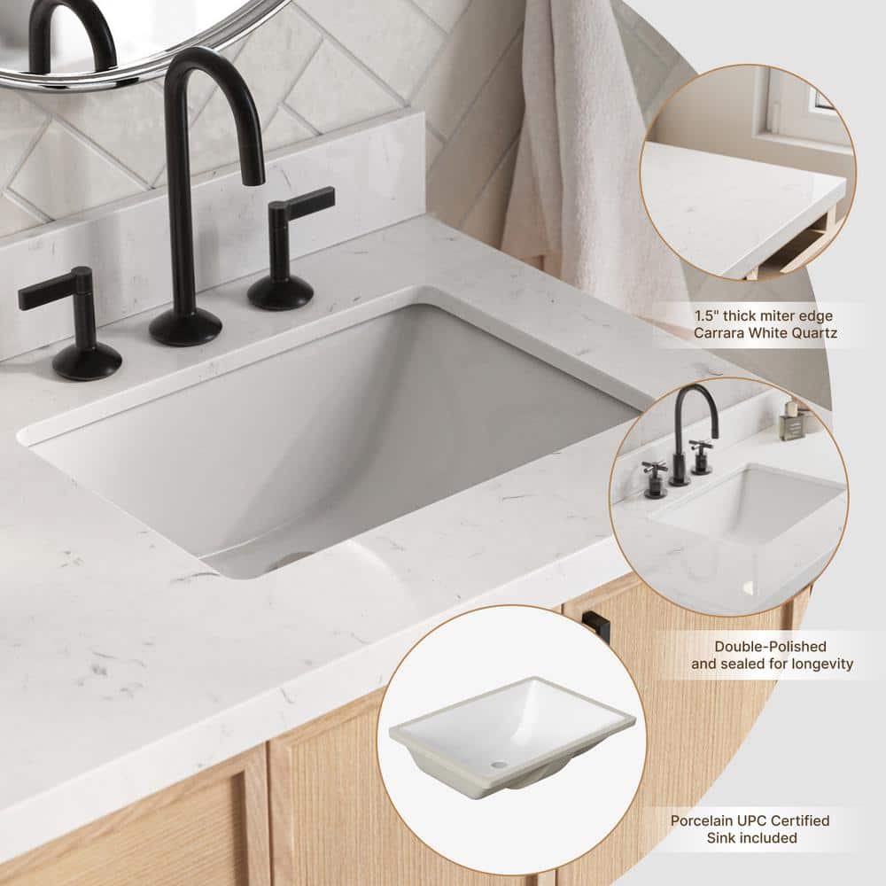 Kelly 72" White Oak Double Basin Vanity with Quartz Top