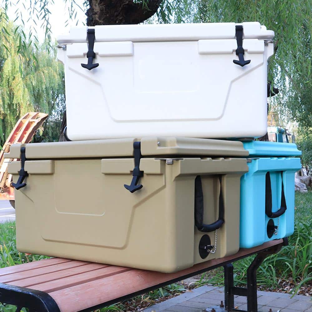 White 65 Qt. Portable Insulated Chest Cooler with Wheels