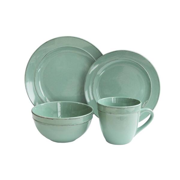 American Atelier Olivia 16-Piece Casual Green Ceramic Dinnerware Set (Service for 4)