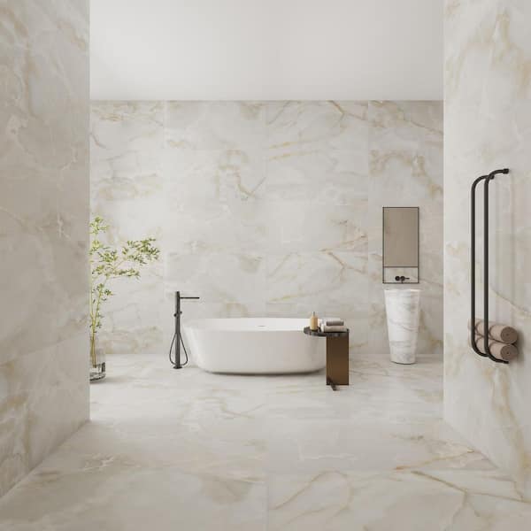 American Onyx Gray 24 in. x 48 in. Matte Marble Look Porcelain Large Format Floor and Wall Tile (16 sq. ft. /Case)