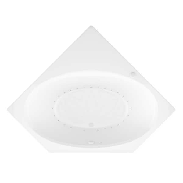 Mali Series 83 in. x 62 in. Neo Angle Air Bathtub with Center Drain and Aromatherapy Bubbles in Glossy Smooth White