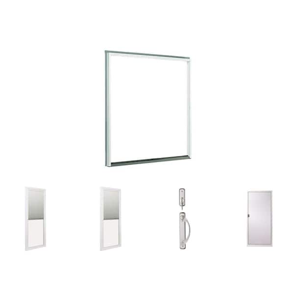 70-1/2 in. x 79-1/2 in. Left-Hand Gliding Patio Door with Blinds, Satin Nickel Door Lock, and Insect Screen Combo