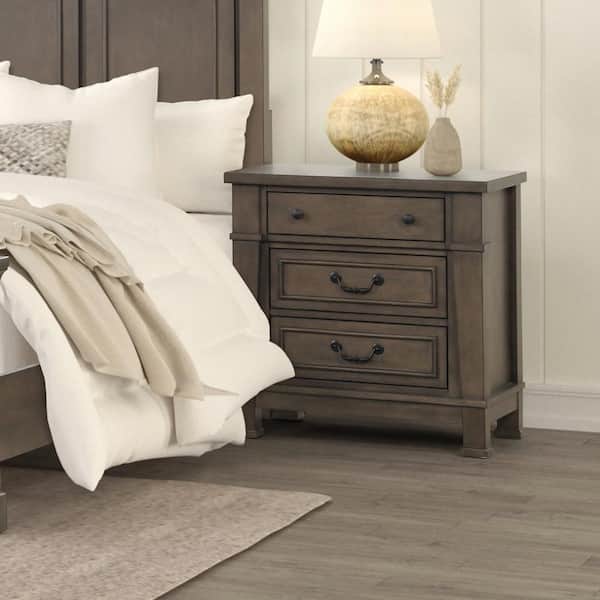 Furniture of America Yates Dark Walnut 3-Drawer 28 in. W Nightstand