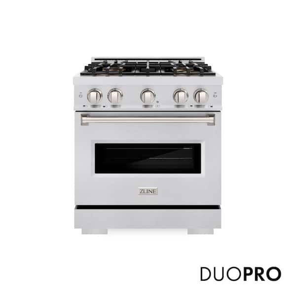 30 in. 4.2 cu. ft. Classic Dual Fuel Range with 4 Burner DuoPro Cooktop and Convection Oven in Satin Stainless Steel