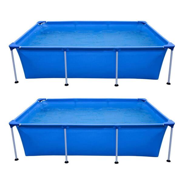 JLeisure 120 in. x 81.6 in. Rectangle 25.6 in. D Frame Swimming Kiddie Pool, 10 ft. x 6.5 ft. (2-Pack)