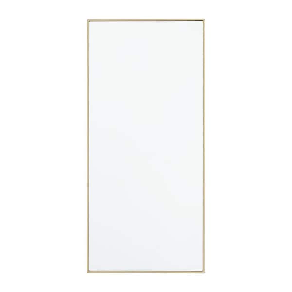 Litton Lane 30 in. x 14 in. Rectangle Framed Gold Wall Mirror with Thin Frame
