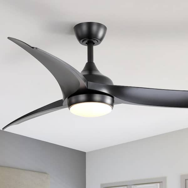 Sofucor 52 in. Integrated LED Indoor/Outdoor Black Downrod Ceiling Fan with Dimmable Light Kits and 6-Speed DC Remote Control