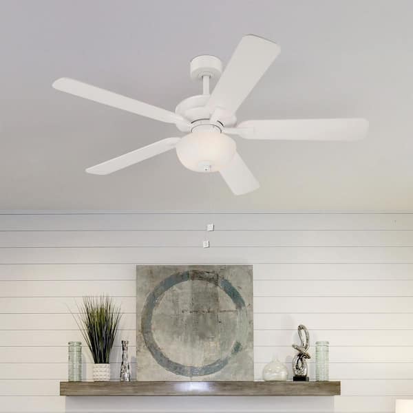 Gallant II 52 in. Indoor/Covered Outdoor Downrod Matte White Transitional Ceiling Fan w/ Three 3000K LED Bulbs Included