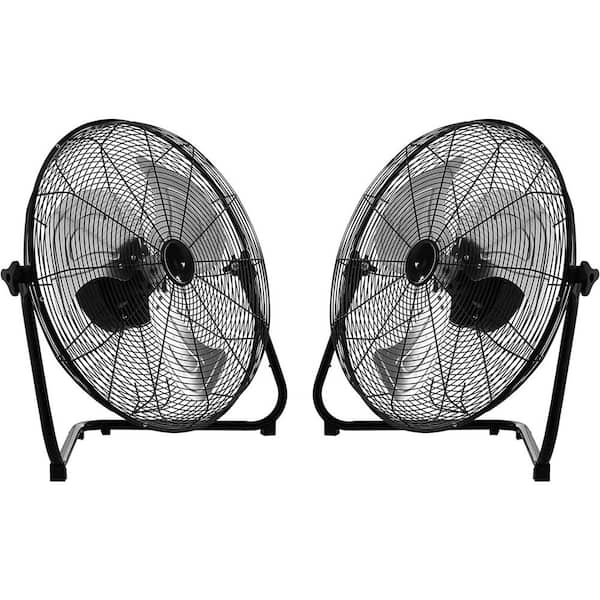 Edendirect 20 Inch Industrial Fan 6500 CFM 3 Speed High Speed Floor Fan, Stand/Wall Mount Metal Handle, Push Button Switch, 2 Pack