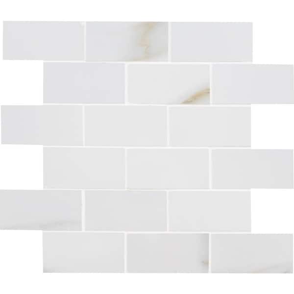 MSI Take Home Sample - Aria Bianco 6 in. x 6 in. x 10mm Polished Porcelain Mosaic Tile