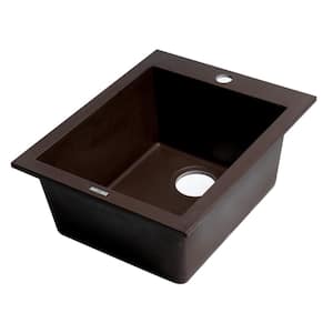 Drop-In Granite Composite 16.13 in. 1-Hole Single Bowl Kitchen Sink in Chocolate