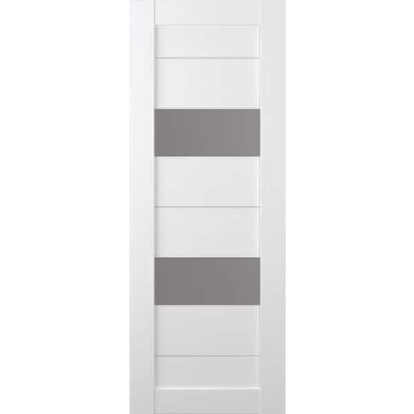 Belldinni Berta 36 in. x 80 in. No Bore Solid Core 2-Lite Frosted Glass Bianco Noble Wood Composite Interior Door Slab