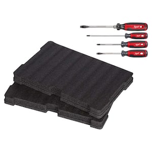 Screwdriver Set with Cushion Grip with PACKOUT Tool Box Customizable Foam Insert (5-Piece)