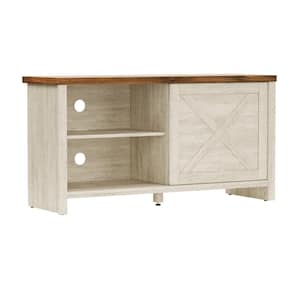 Columbus 47 in. White TV Stands and Consoles with One Sliding Doors Fits TV up to 52 in. with an Oak Top