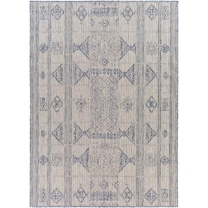 Ansted Blue/Cream 8 ft. x 10 ft. Global Indoor/Outdoor Area Rug