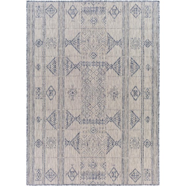 Ansted Blue/Cream 8 ft. x 10 ft. Global Indoor/Outdoor Area Rug