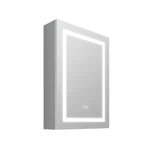 Modern 20 in. W x 28 in. H Silver Single Door Recessed/Surface Mount Medicine Cabinet with Mirror LED Anti-fog