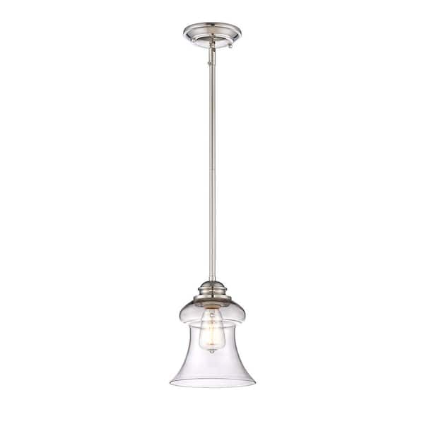 Vintage 1-Light Polished Nickel Shaded Mini-Pendant Light