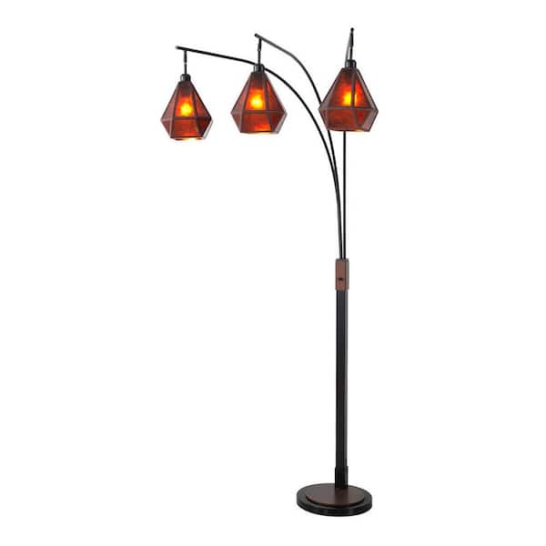 Artifact Natural Mica 3 Light Arc Floor Lamp - 86 in Expresso Bronze, Dimmer Switch