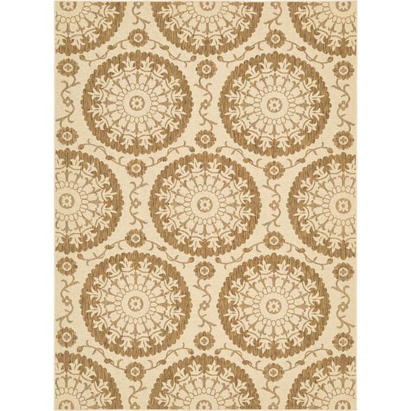 Unique Loom Outdoor Medallion Beige 8' 0 x 11' 4 Area Rug