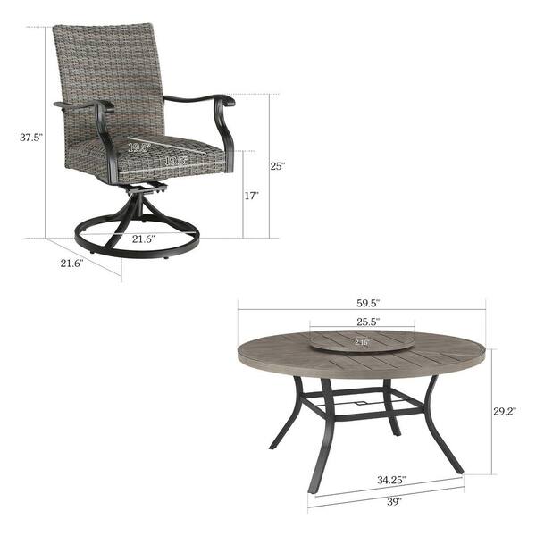 ULAX FURNITURE AZUR 7-Piece Wicker Outdoor Dining Set with