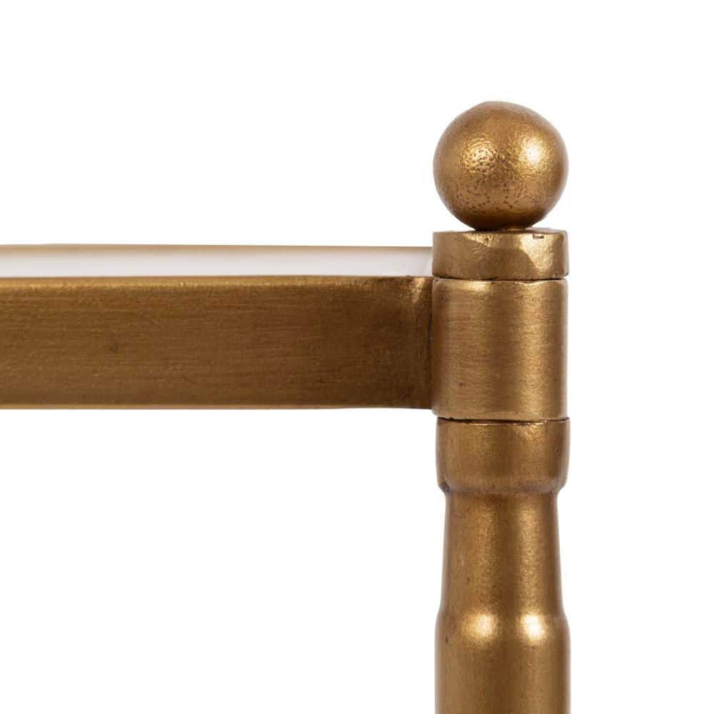 Prisha 18 in. Gold Rectangle Glass End Table - thumbnail 2