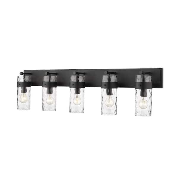 Unbranded Fontaine 44 in. 5-Light Matte Black Vanity-Light with Clear Glass Shades