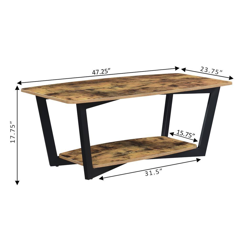 Barnwood Black Urban Industrial 48" Coffee Table with Shelf