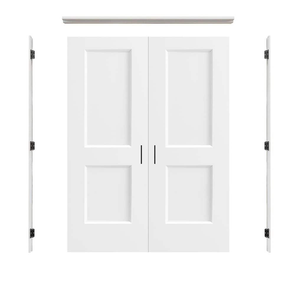 60 in. x 80 in. 2-Panel Universal White Hollow Core Wood Double Prehung Interior French Door+ Separate Jamb&Ball Catch price history on PriceWatchPro