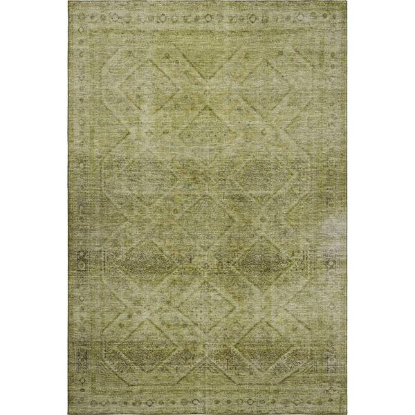 Mayfield Premium Machine Washable Abstract AMF2060 Aloe 10 ft. x 14 ft. Area Rug