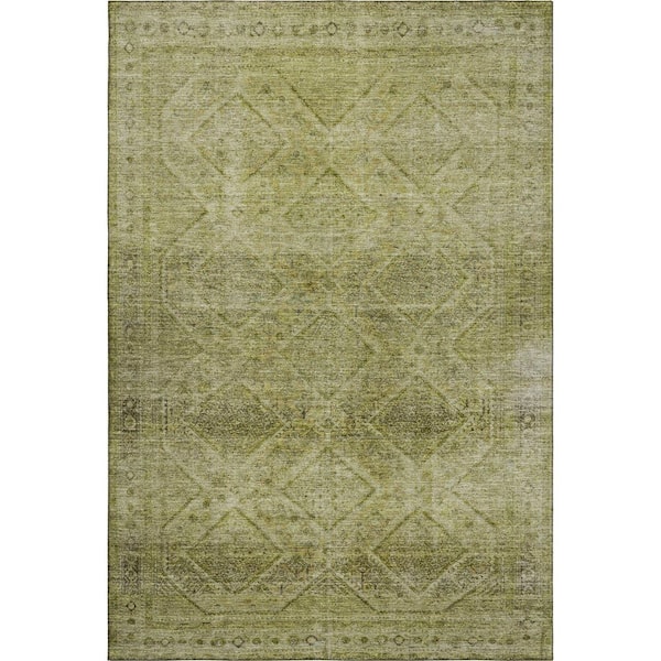 Mayfield Premium Machine Washable Abstract AMF2060 Aloe 5 ft. x 7 ft. 6 in. Area Rug