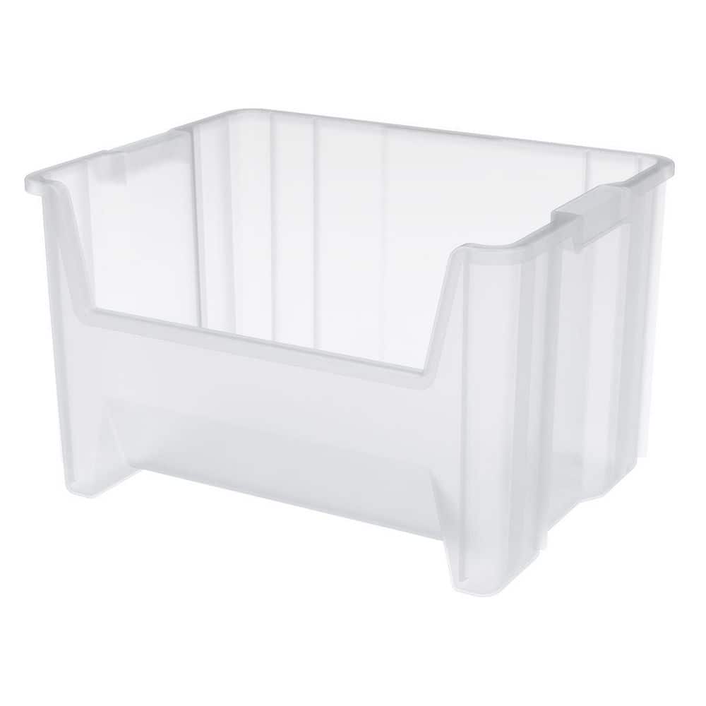 13017 Plastic Stak-N-Store Storage Container Bins, 15 in. x 20 in. x 12 1/2 in. Clear, 3-Pack