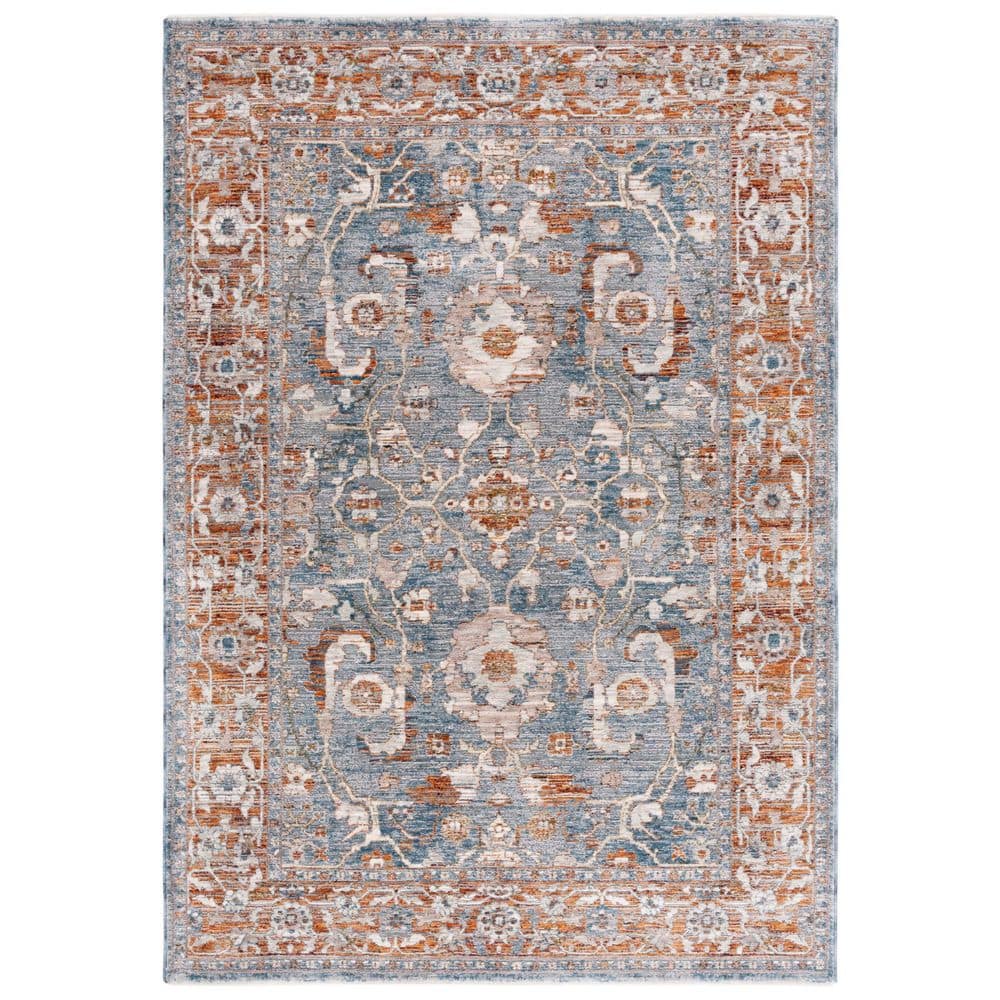 SAFAVIEH Heirloom 4 ft. x 6 ft. Gray/Blue Rust Distressed Ornate Area ...
