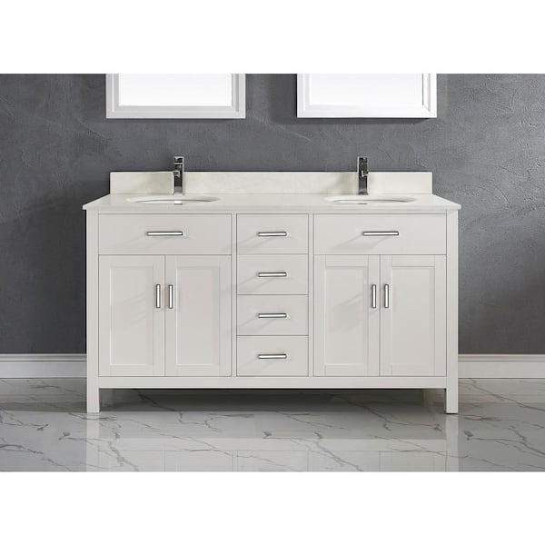 Studio Bathe Kalize 63 in. Vanity in White with Solid Surface Marble Vanity Top