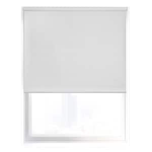 White Textured Cordless Blackout Privacy Vinyl Roller Shade 26.25 in. W x 64 in. L