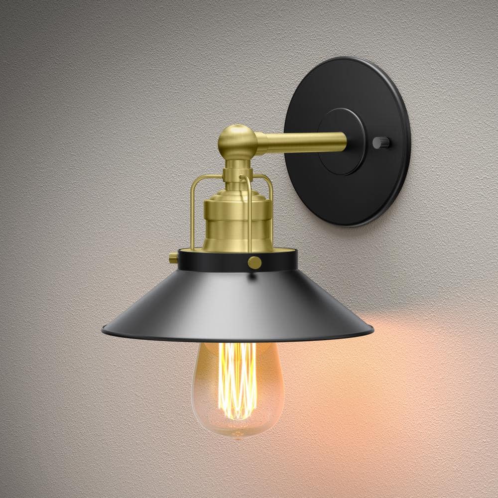 Classic Monster Matte Black/Brushed Brass Bathroom Wall Sconce
