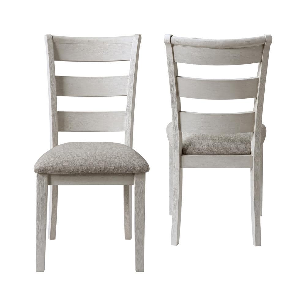 Ivory Ladderback Upholstered Wood Side Chair with Memory Foam Seat
