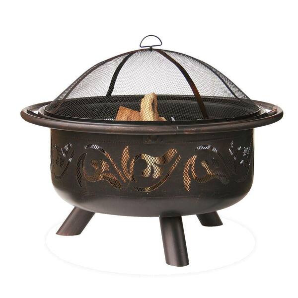 Endless Summer 36 in. Diameter Bronze Finish Iron Construction Wood Burning Fire Pit with Swirl Design