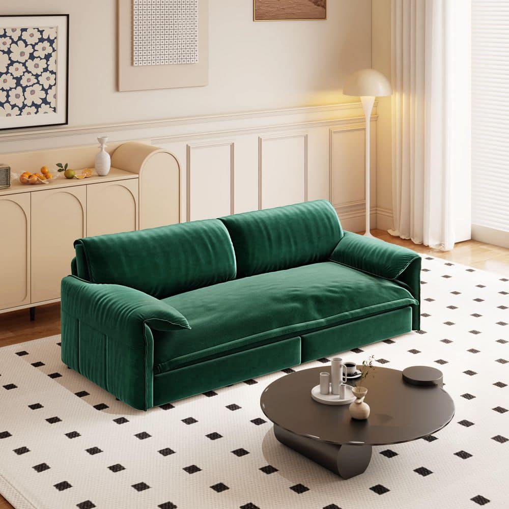 Hadden 66in Green Velvet Sofa Bed