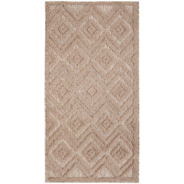 Versatile Natural Beige doormat 2 ft. x 4 ft. Diamond Contemporary Indoor/Outdoor Area Rug