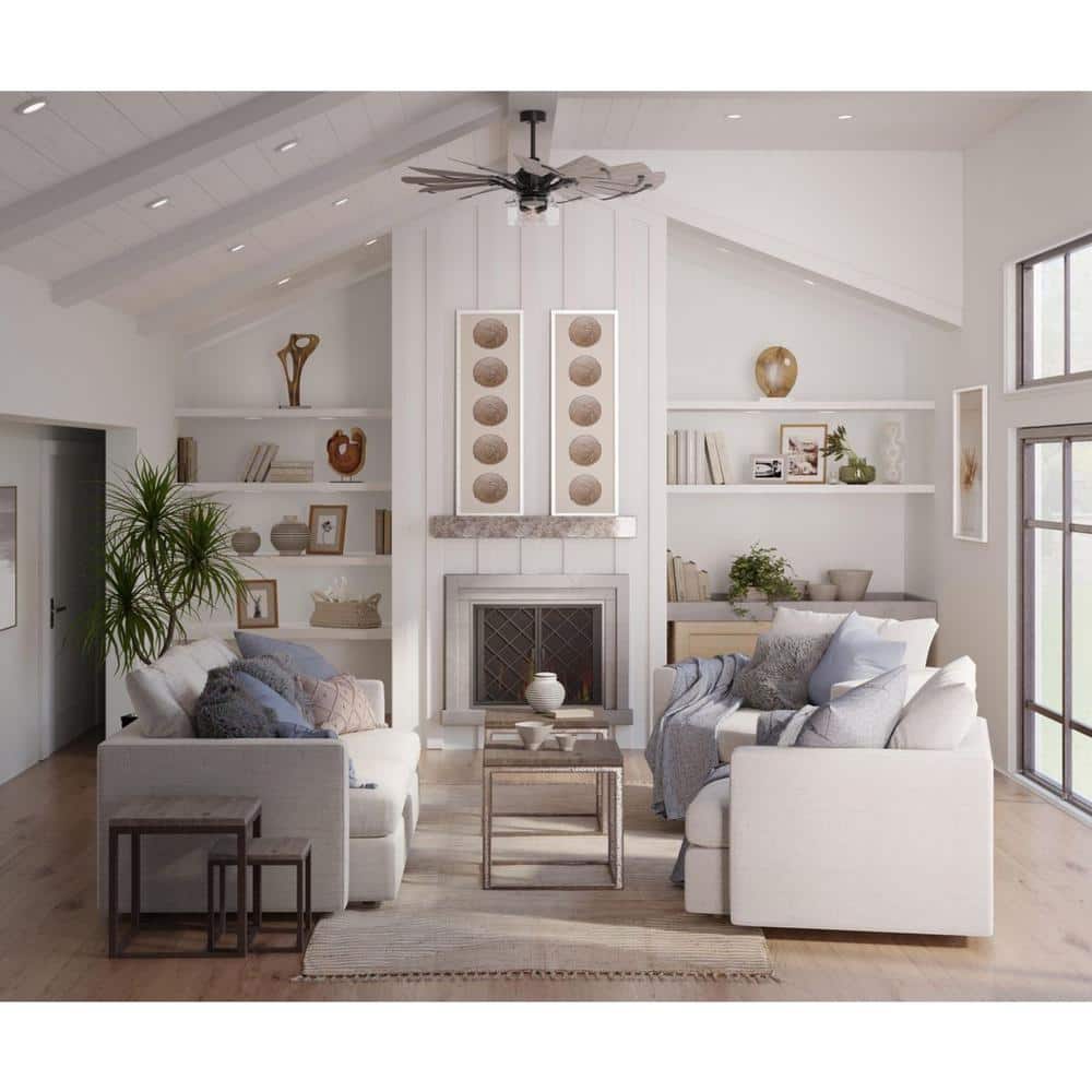 52-Inch Antique Nickel Farmhouse Windmill Ceiling Fan with Remote
